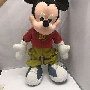 Vintage Jumbo Mickey Mouse Red Shirt Green Cargo Pants Plush Stuffed Animal 24"